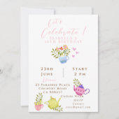 ティーポット&カップ誕生日 案内状 (正面)