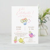 ティーポット&カップ誕生日 案内状 (スタンド正面)