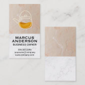 ティーポット |クレイのテクスチャ壁の白い大理石 名刺 (正面/裏面)