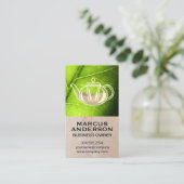 ティーポット | クレーのテクスチャウォールグリーンリーフ 名刺 (スタンド正面)