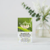 ティーポット |グリーンリーフ | Tea Plant 名刺 (スタンド正面)
