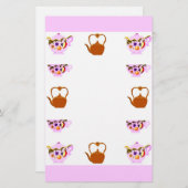 ティーポット、ティーカップおよび銅のやかんの文房具 便箋 (正面/裏面)