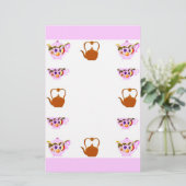 ティーポット、ティーカップおよび銅のやかんの文房具 便箋 (スタンド正面)