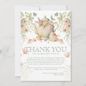 ティーポット&ティーカップワイルドフラワーお洒落ズ誕生日 サンキューカード (正面)