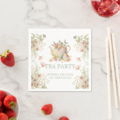 ティーポット&ティーカップワイルドフラワーお洒落ズ誕生日 スタンダードカクテルナプキン (インサイチュ)