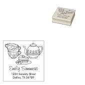 ティーポット、ティーカップ、ケーキアドレス ラバースタンプ (押印)
