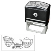 ティーポット、ティーカップ、ケーキ セルフインキングスタンプ (インサイチュ)