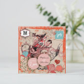 ティーポット ファンタジー グランジ スクエア 結婚式招待状 招待状 (スタンド正面)