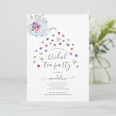 ティーポット フラワー ブライダル シャワー ティーパーティー 招待状 (スタンド正面)