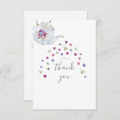 ティーポット フラワー ブライダル ティーパーティー サンキューカード (正面/裏面)