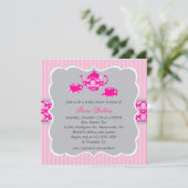 ティーポット ブライダルシャワー（ピンク/グレー） 招待状 (スタンド正面)