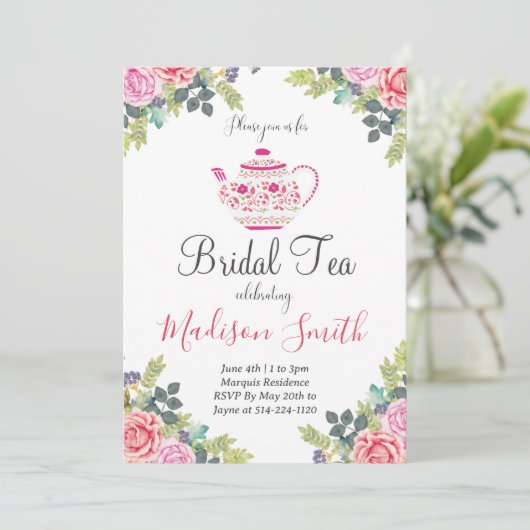 ティーポット ブライダル シャワー ティーパーティー 招待状 (スタンド正面)