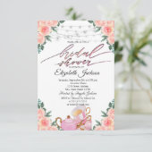 ティーポット マカロン ストリング ライト ローズ ブライダル シャワー 招待状 (スタンド正面)