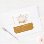 ティーポット 高麗人参根茶ラベル スクエアシール (封筒)