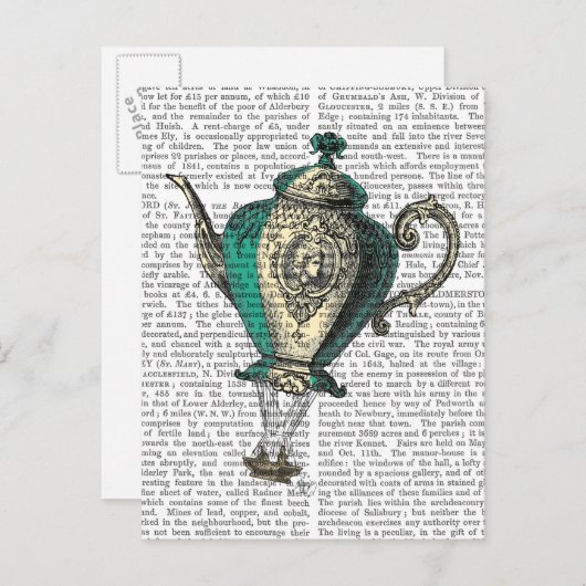 ティーポ飛んでいるット1緑と黄色 ポストカード (正面/裏面)