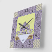 ティーモノグラムのポットキルトパッチ壁時計 スクエア壁時計 (傾斜)