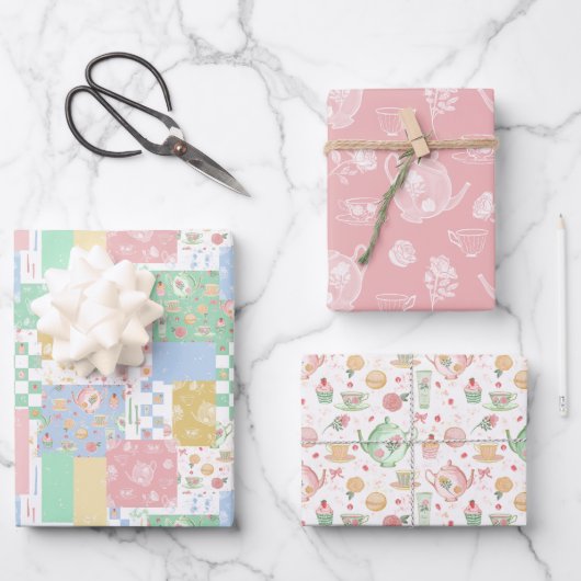 ティーラバーティーポッツパステルヴィンテージ寛大 ラッピングペーパーシート (正面)