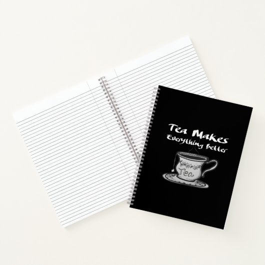 ティーラバー引用文 – お茶で全てが向上 ノートブック (内部)