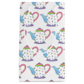 ティーラバー水玉模様パステルティーポットティーポットプリント スモールペーパーバッグ (正面)