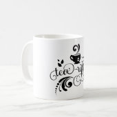 ティーラバー、ティードリンカー、ティーマグカップ、タイポグラフィ コーヒーマグカップ (正面左)