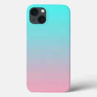 ティールからピンクへのシンプルなグラデーションのブレンド背景 iPhone 13ケース
