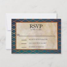 ティールとコッパーのエレガントな結婚式RSVP