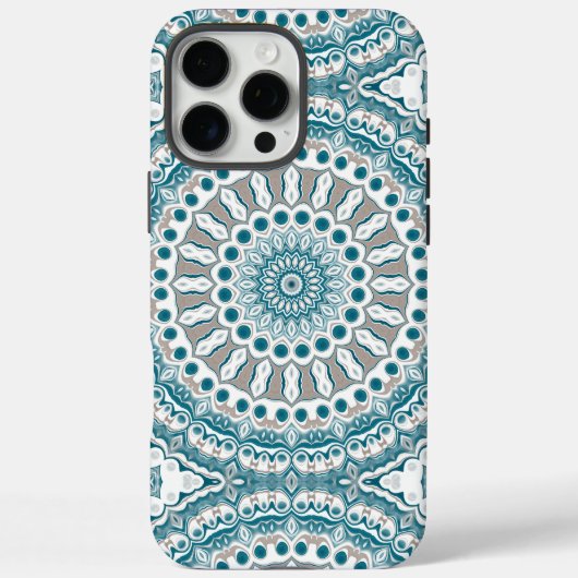 ティールとタン色のモダンマンダラデザイン Case-Mate iPhoneケース (裏面)