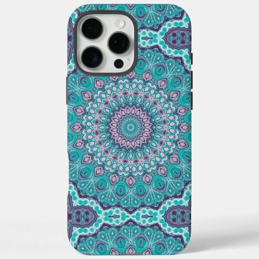 ティールとパープルの水彩マンダラ Case-Mate iPhoneケース (裏面)