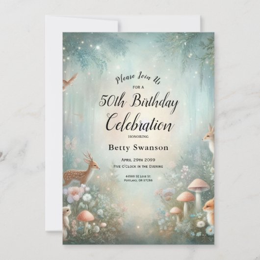 ティールとピーチの魔法の森の誕生日パーティー 招待状 (正面)