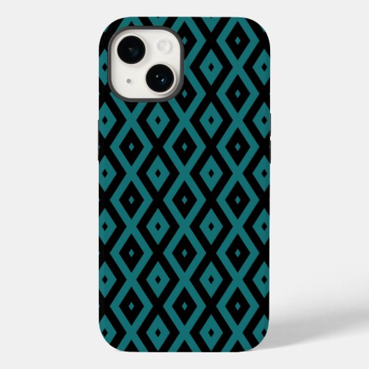 ティールとブラックのダイヤモンド柄 Case-Mate iPhoneケース (裏面)