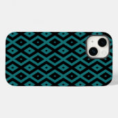 ティールとブラックのダイヤモンド柄 Case-Mate iPhoneケース (裏面 (横))