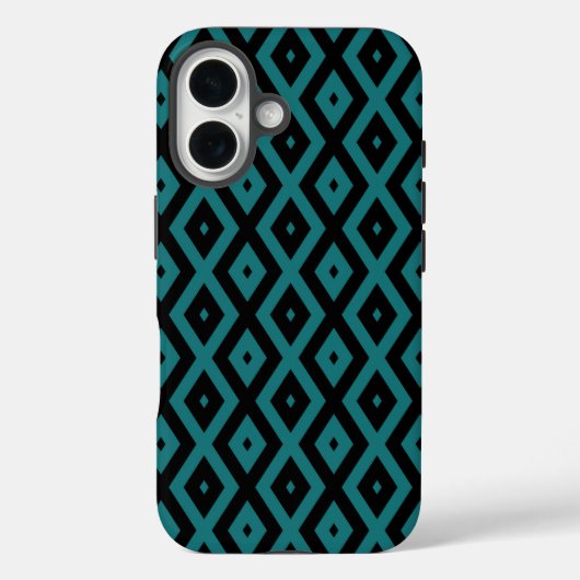 ティールとブラックのダイヤ柄 Case-Mate iPhoneケース (裏面)