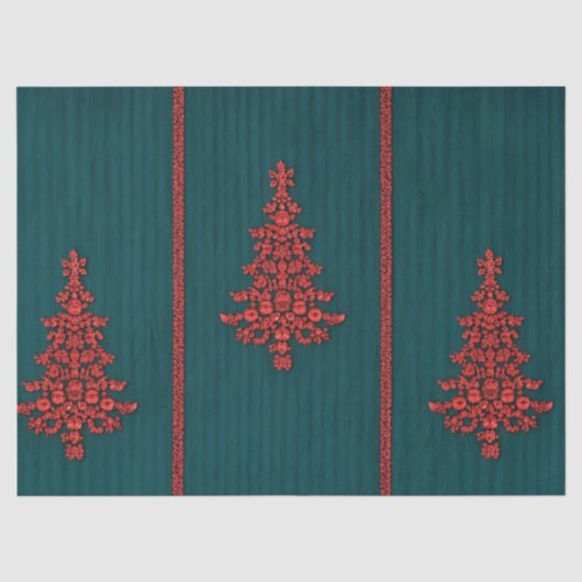 ティールとレッドのクリスタル クリスマスツリー 薄葉紙 (正面)