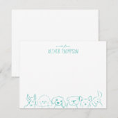 ティールのかわいい犬のスケッチメモカード ノートカード (正面/裏面)