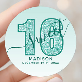ティールアクアラメスクリプトSweet 16 誕生日 ラウンドシール