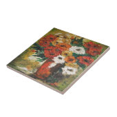 ティールアン絵を描ヘイズの赤い花が混ざった タイル (側面)