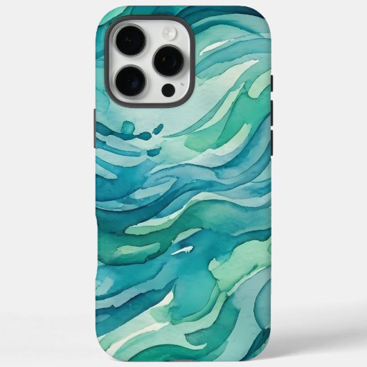 ティールウォーターカラーの海の波 Case-Mate iPhoneケース (裏面)