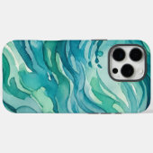 ティールウォーターカラーの海の波 Case-Mate iPhoneケース (裏面 (横))