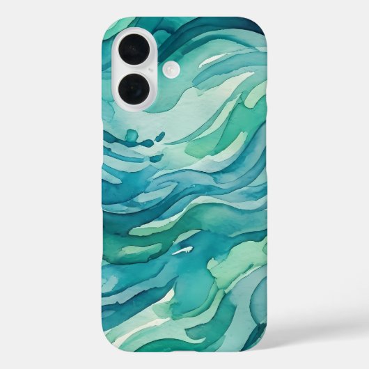 ティールウォーターカラーの海の波 Case-Mate iPhoneケース (裏面)