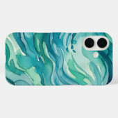 ティールウォーターカラーの海の波 Case-Mate iPhoneケース (裏面 (横))