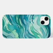 ティールウォーターカラーの海の波 Case-Mate iPhoneケース (裏面 (横))