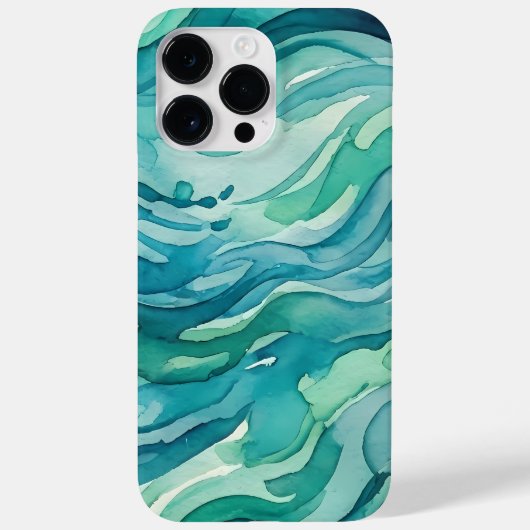 ティールウォーターカラーの海の波 Case-Mate iPhoneケース (裏面)