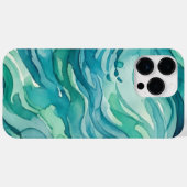 ティールウォーターカラーの海の波 Case-Mate iPhoneケース (裏面 (横))