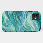 ティールウォーターカラーの海の波 Case-Mate iPhoneケース (裏面(横))