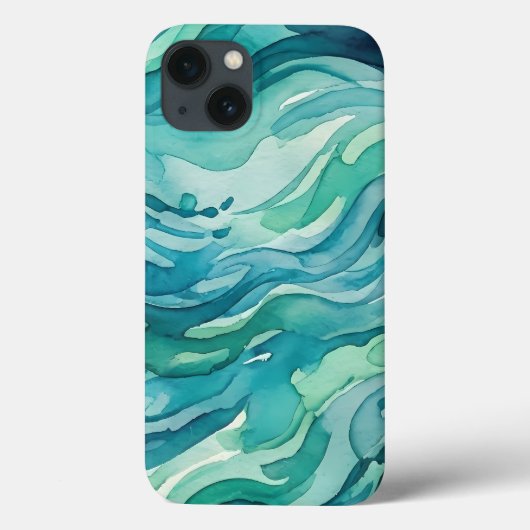ティールウォーターカラーの海の波 Case-Mate iPhoneケース (裏面)