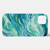 ティールウォーターカラーの海の波 Case-Mate iPhoneケース (裏面 (横))