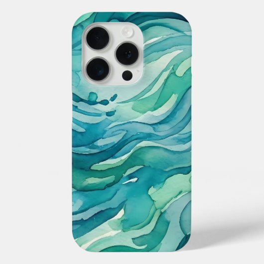 ティールウォーターカラーの海の波 Case-Mate iPhoneケース (裏面)