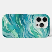 ティールウォーターカラーの海の波 Case-Mate iPhoneケース (裏面 (横))