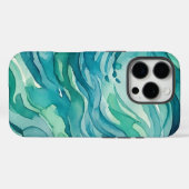 ティールウォーターカラーの海の波 Case-Mate iPhoneケース (裏面 (横))