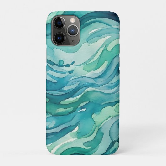 ティールウォーターカラーの海の波 Case-Mate iPhoneケース (裏)